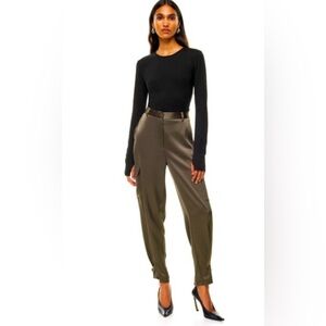 Babaton Refined Satin Cargo Pant - Olive Green - Size 6